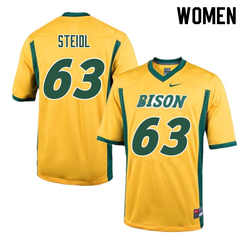 Women #63 Aaron Steidl North Dakota State Bison College Football Jerseys Sale-Yellow - Click Image to Close